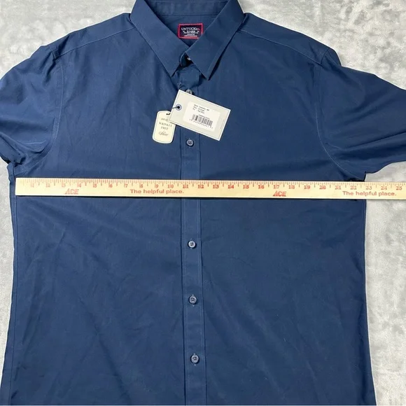 NWT UNTUCKit Castello Navy Blue Wrinkle Free Shirt XL Tall Slim - Picture 8 of 15